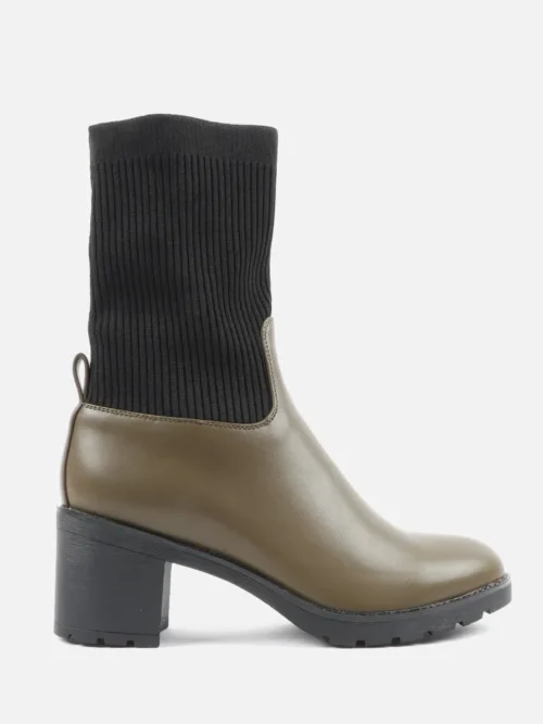 Women Ankle Slip On Mid Heel Boot