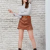 Leather skirt with fog texture