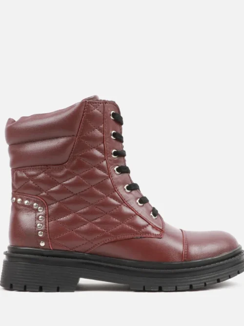 Women Ankle Lace Up Low Heel Boot