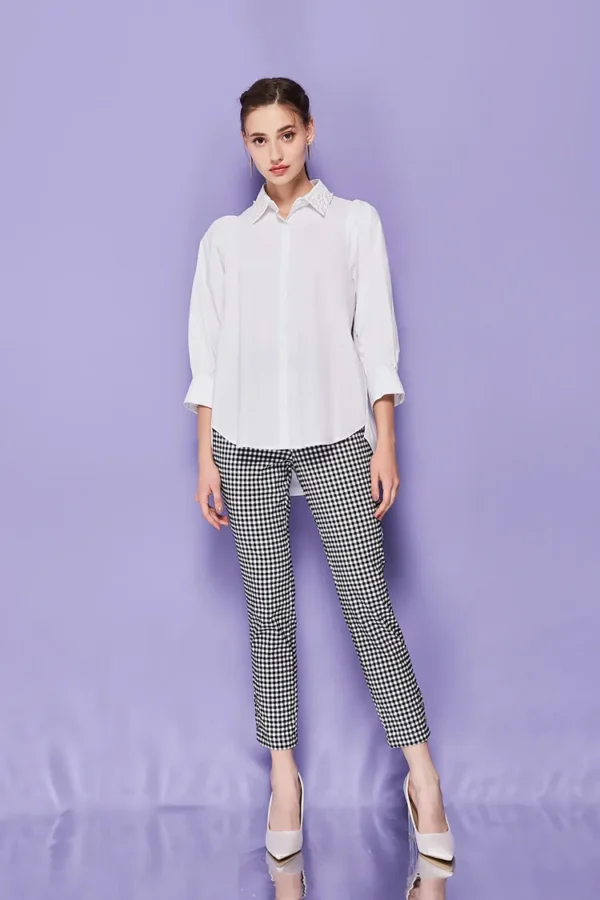 Small plaid slim pants