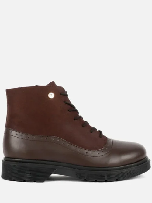 Women Ankle Lace Up Low Heel Boot