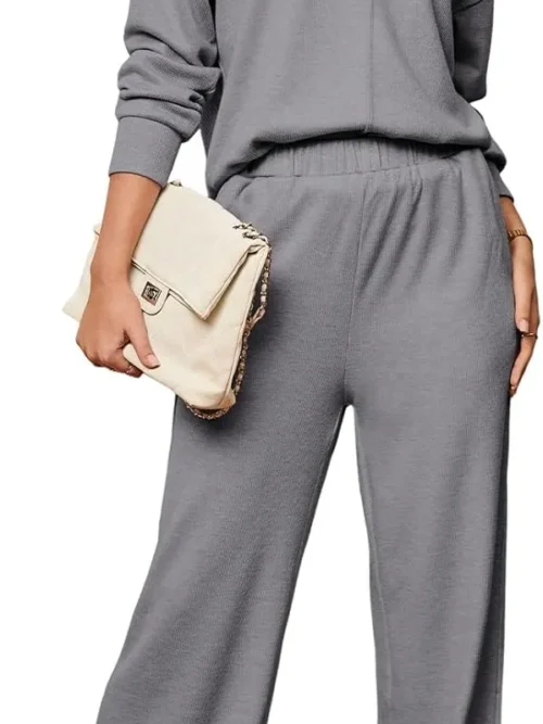 30fd0ff25b439cbf3d581b1d997c97cb Lounge Sets for Women 2024 Fall 2 Piece Knit Outfits Long Sleeve Pullover Tops Wide Leg Pants Sweaters Tracksuits