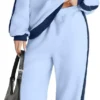 Women 2 Piece Outfits Color Block Sweatsuit Casual Fleece Lounge Matching Sets