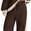 Women 2 Piece Outfits Color Block Sweatsuit Casual Fleece Lounge Matching Sets