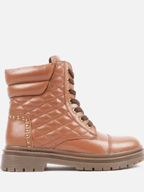 Women Ankle Lace Up Low Heel Boot