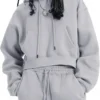 Women Fleece 2 Piece Tracksuits Fall Winter Sweatshirt Jogger Pants Matching Lounge Sets Thick Sweatsuits Pockets