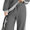 Women 2 Piece Outfits Color Block Sweatsuit Casual Fleece Lounge Matching Sets