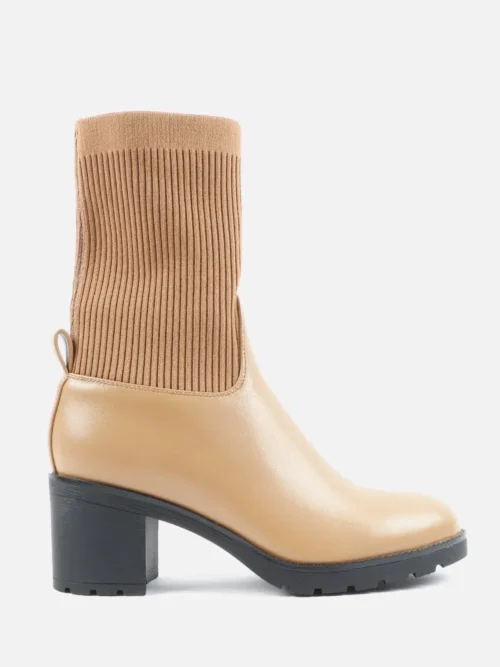 Women Ankle Slip On Mid Heel Boot