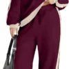 Women 2 Piece Outfits Color Block Sweatsuit Casual Fleece Lounge Matching Sets
