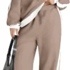 Women 2 Piece Outfits Color Block Sweatsuit Casual Fleece Lounge Matching Sets