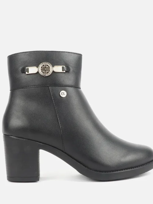 Women Ankle Slip On Mid Heel Boot